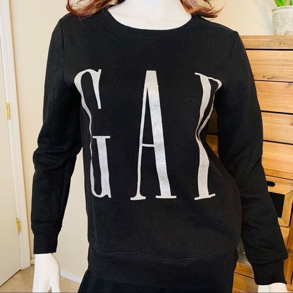 GAP Black Sweatshirt Glittery size Small - Picture 3 of 11